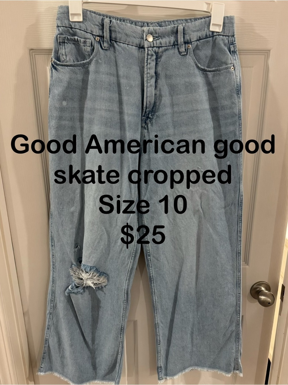 Good American Good Skate Cropped Jeans Light Blue 10